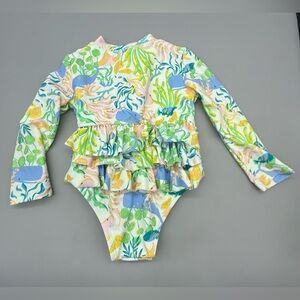Tommy Bahama Girl Baby Long-Sleeve, Ruffled One-Piece Swimsuit, Bathing Suit